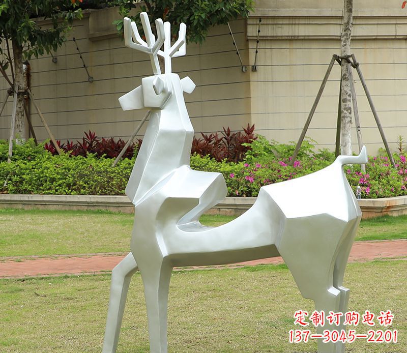 济南不锈钢美陈动物雕塑——鹿