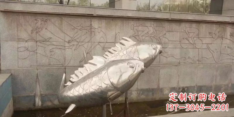 济南不锈钢鲤鱼雕塑精美的艺术品