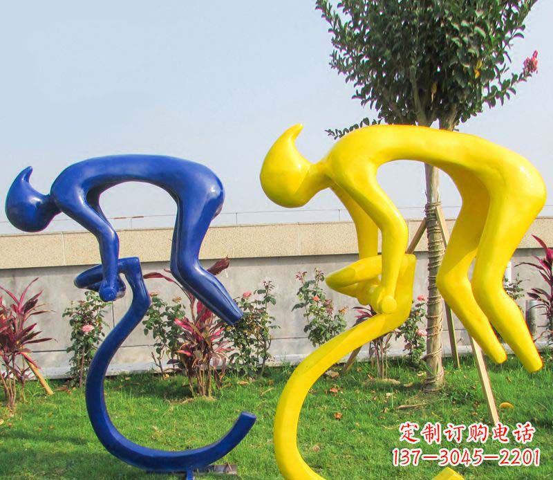 济南不锈钢骑自行车广场景观雕塑