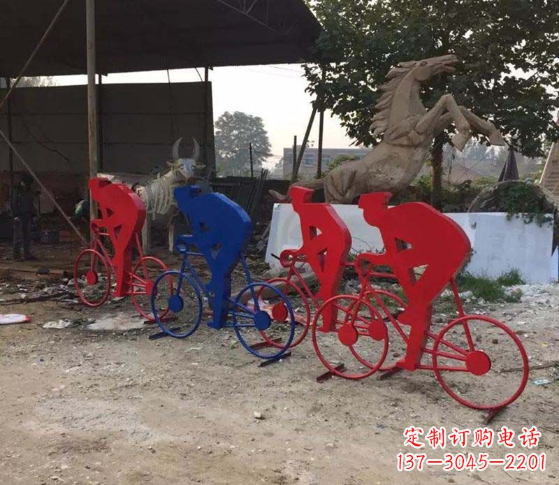 济南不锈钢骑自行车人物雕塑