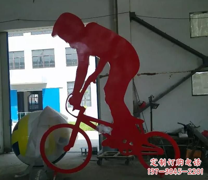 济南不锈钢骑自行车运动雕塑