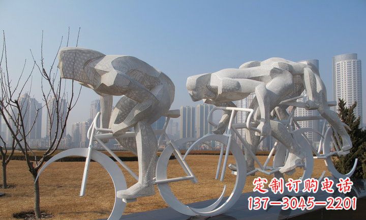 济南不锈钢骑自行车运动人物雕塑