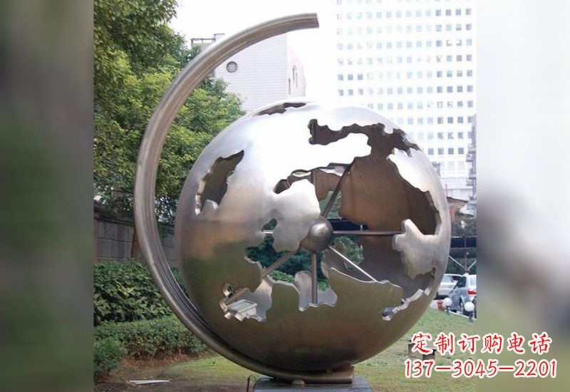 济南不锈钢企业抽象地球仪雕塑