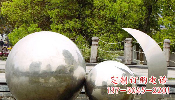济南不锈钢球形地球月亮雕塑