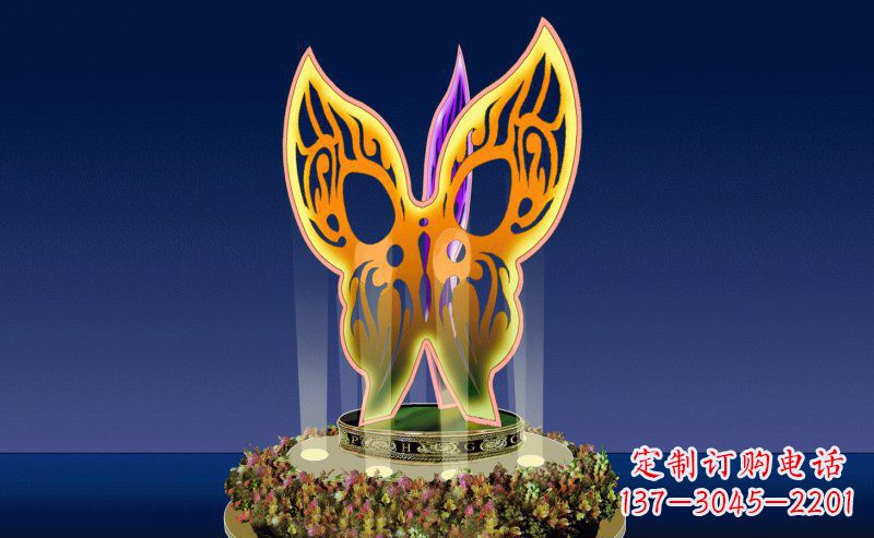 济南不锈钢三面蝴蝶雕塑