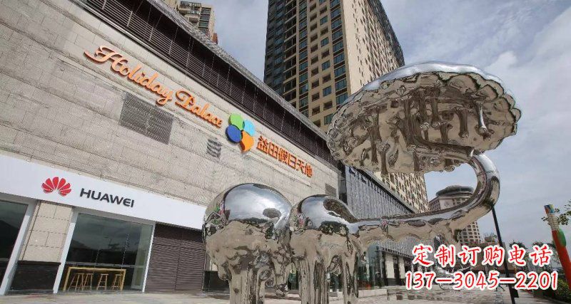 济南不锈钢门前的大象雕塑