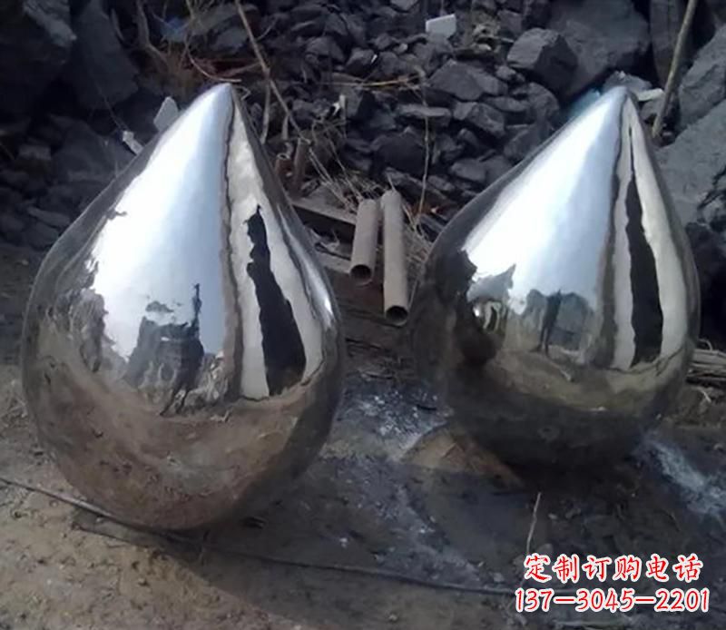 济南不锈钢水滴雕塑美丽绽放