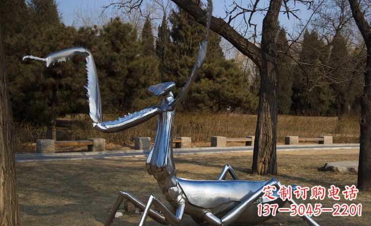 济南不锈钢螳螂园林景观雕塑创意缔造美景