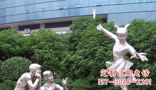 济南不锈钢踢毽子儿童雕塑