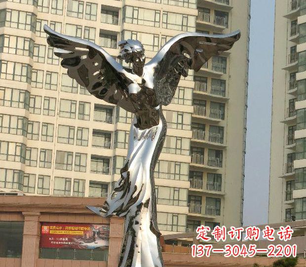 济南不锈钢天使雕塑传递温暖的祝福