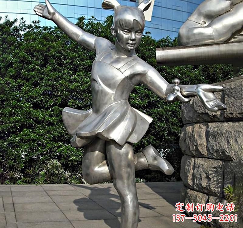 济南儿童雕塑不锈钢跳舞人物