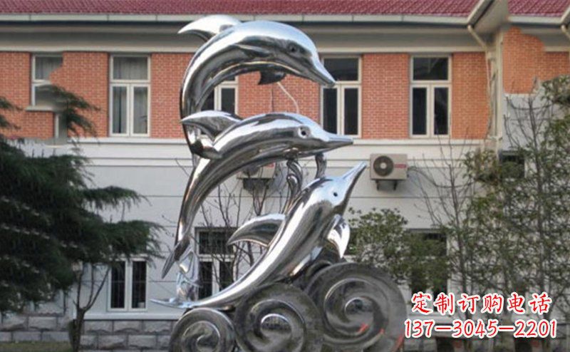 济南不锈钢跳跃海豚雕塑