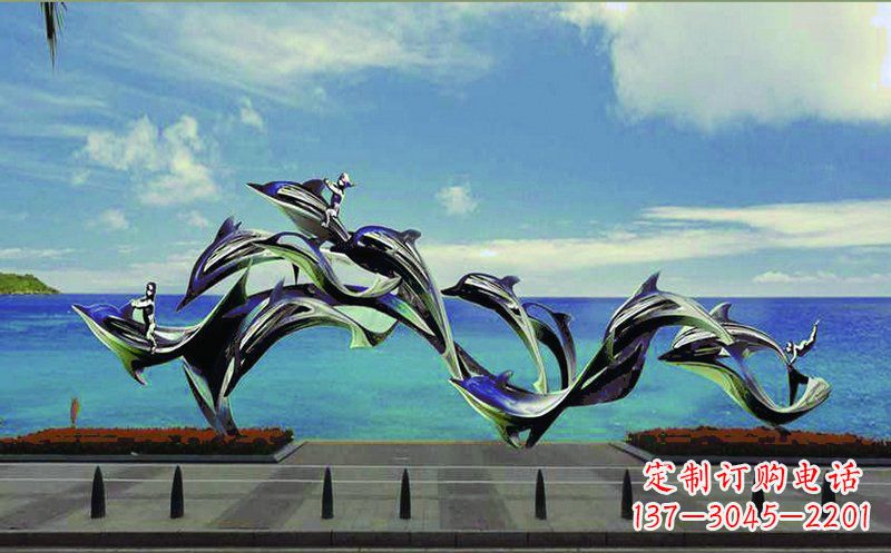 济南不锈钢海豚广场雕塑——精致而又活泼