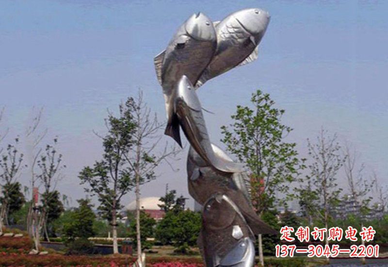 济南不锈钢跳跃的鲤鱼雕塑
