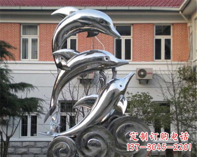 济南不锈钢海豚雕塑跳跃的海洋精灵