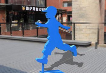 济南儿童雕塑不锈钢跑步儿童雕塑
