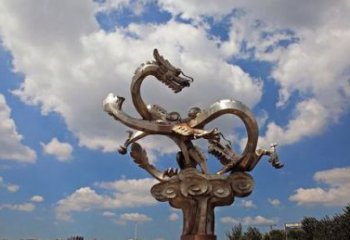济南不锈钢双龙戏珠雕塑——千古传说的艺术瑰宝
