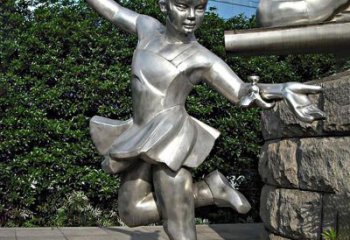 济南儿童雕塑不锈钢跳舞人物
