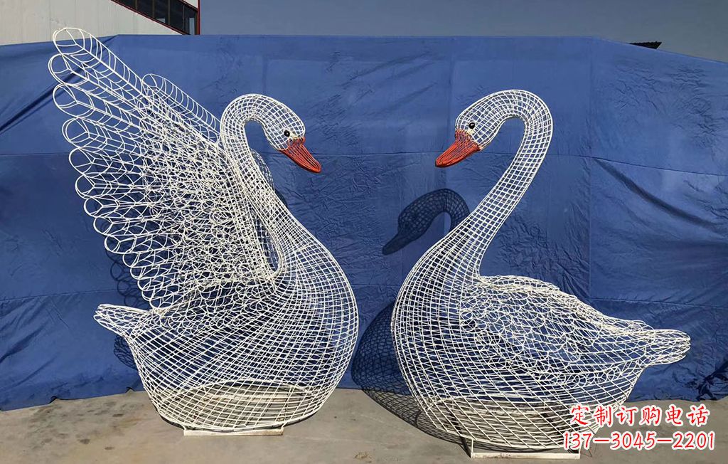 济南不锈钢网格天鹅雕塑公园园林的精美装饰
