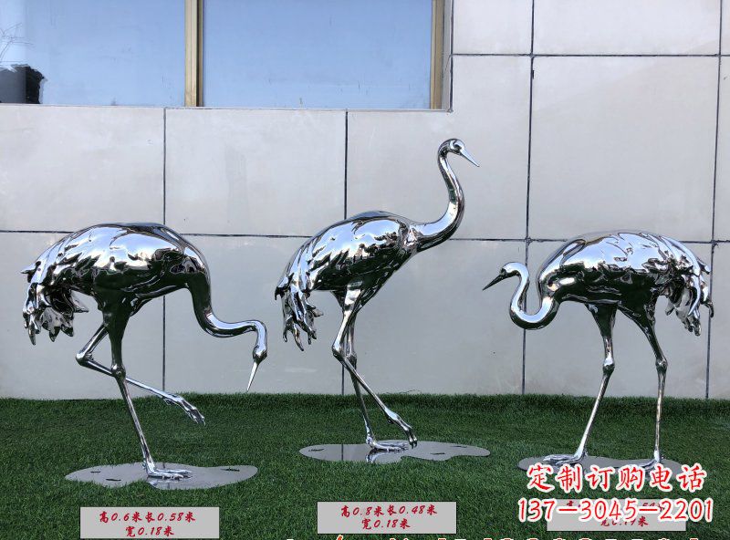 济南不锈钢仙鹤雕塑传承中国古典美感