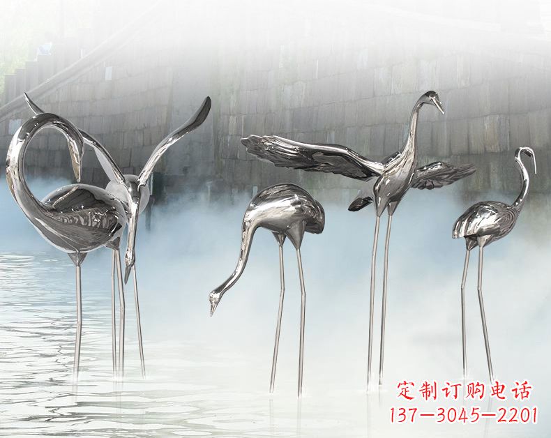 济南不锈钢仙鹤飞鸟雕塑传承传统文化