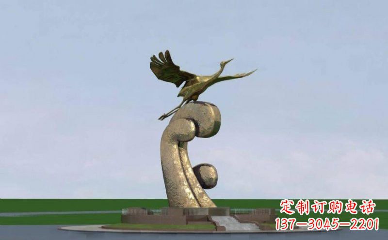 济南不锈钢仙鹤雕塑象征着美丽和宁静