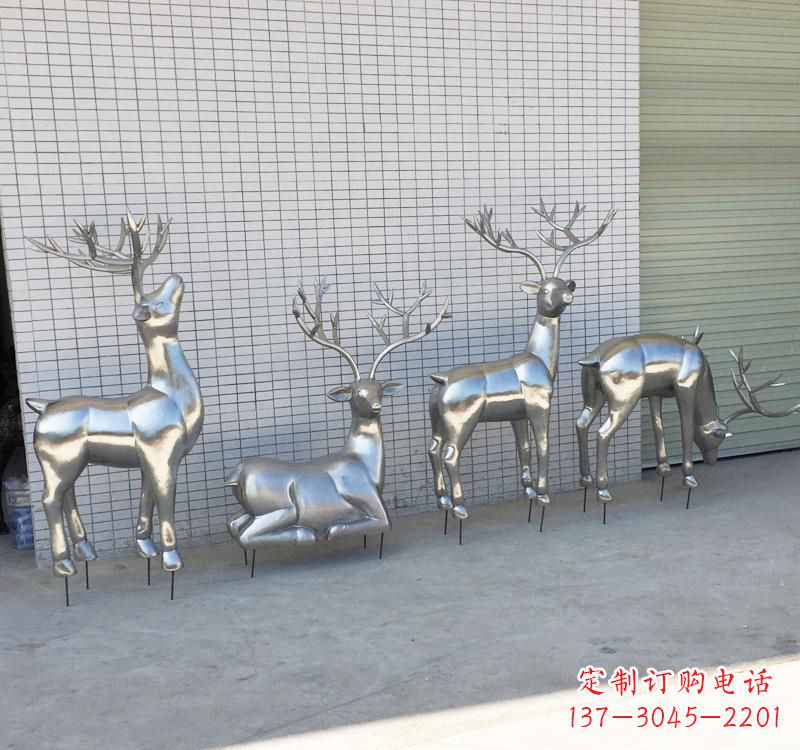 济南不锈钢梅花鹿雕塑传承美丽的自然