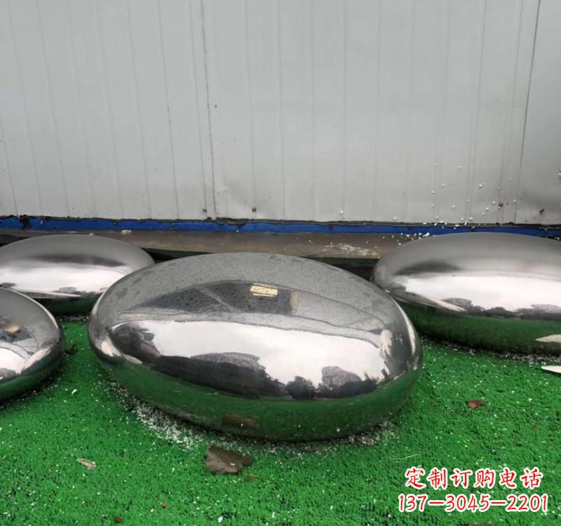 济南不锈钢现代艺术鹅卵石雕塑