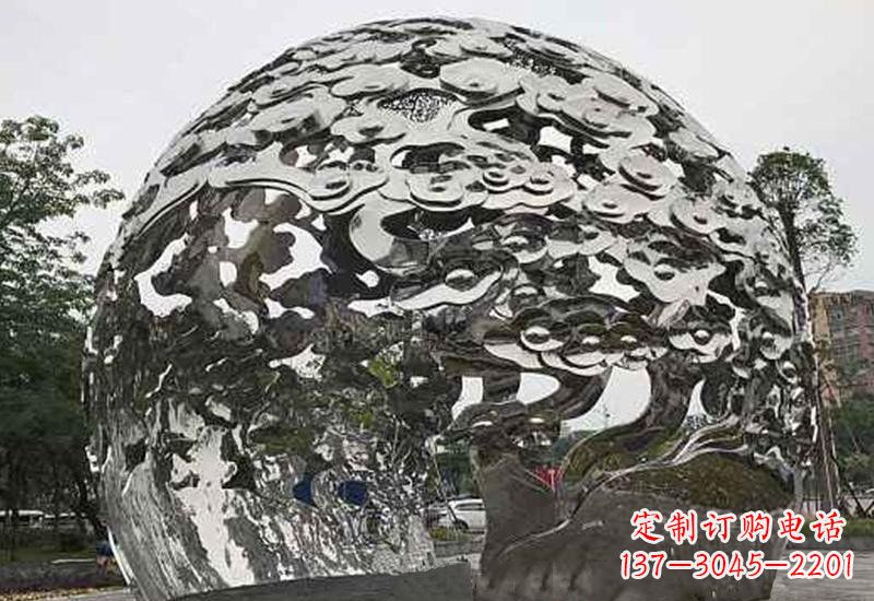 济南不锈钢祥云镂空球拱门雕塑