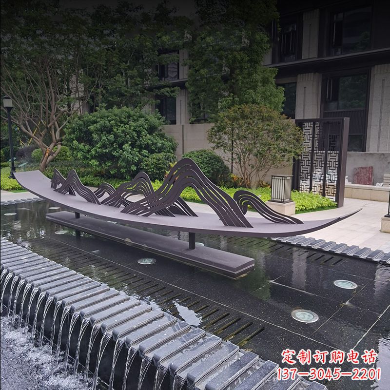 济南精美的不锈钢小船假山