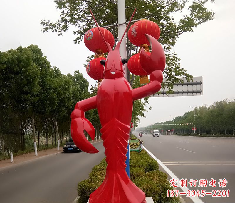 济南不锈钢小龙虾景观雕塑