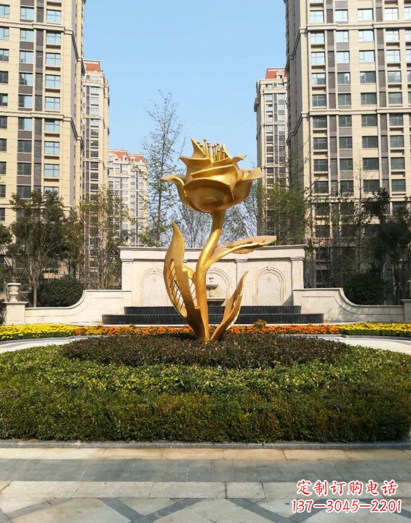 济南不锈钢小区玫瑰花雕塑浓郁情感的视觉体验