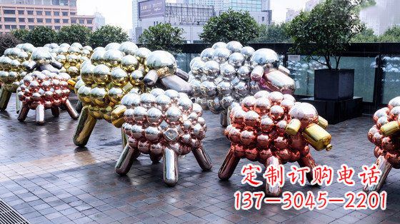 济南不锈钢小羊肖恩抽象动物雕塑