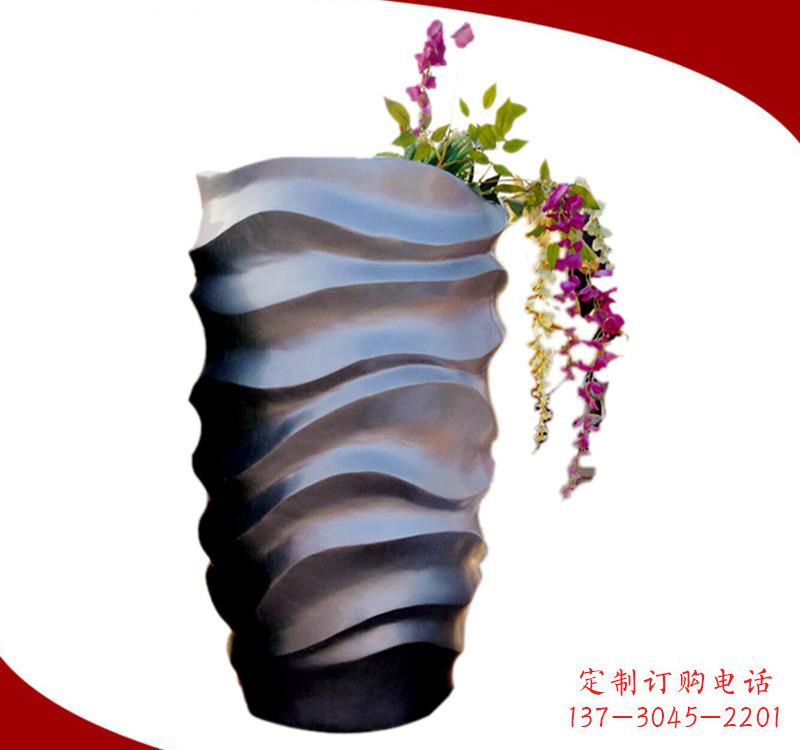 济南不锈钢校园景观花盆雕塑美化校园环境