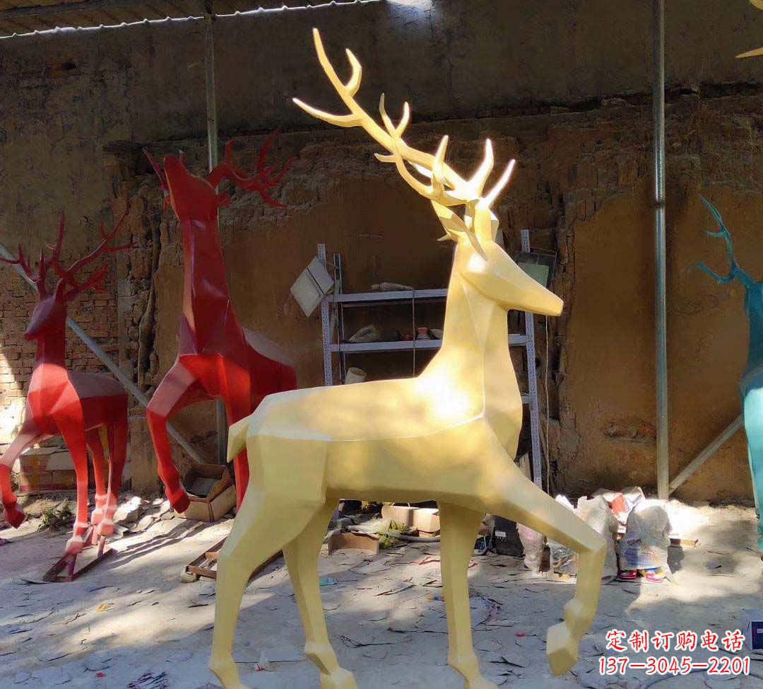 济南新款仿真不锈钢小鹿雕塑
