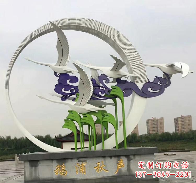 济南不锈钢艺术——仙鹤雕塑