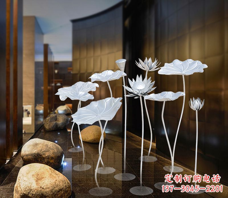 济南不锈钢银色荷花雕塑