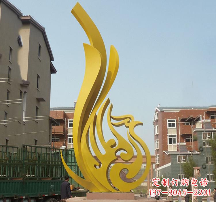 济南静谧的凤凰不锈钢园林雕塑