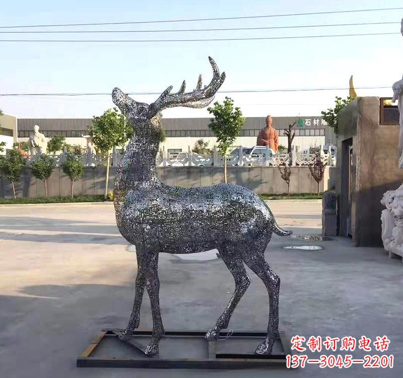 济南不锈钢园林梅花鹿雕塑——艺术精粹