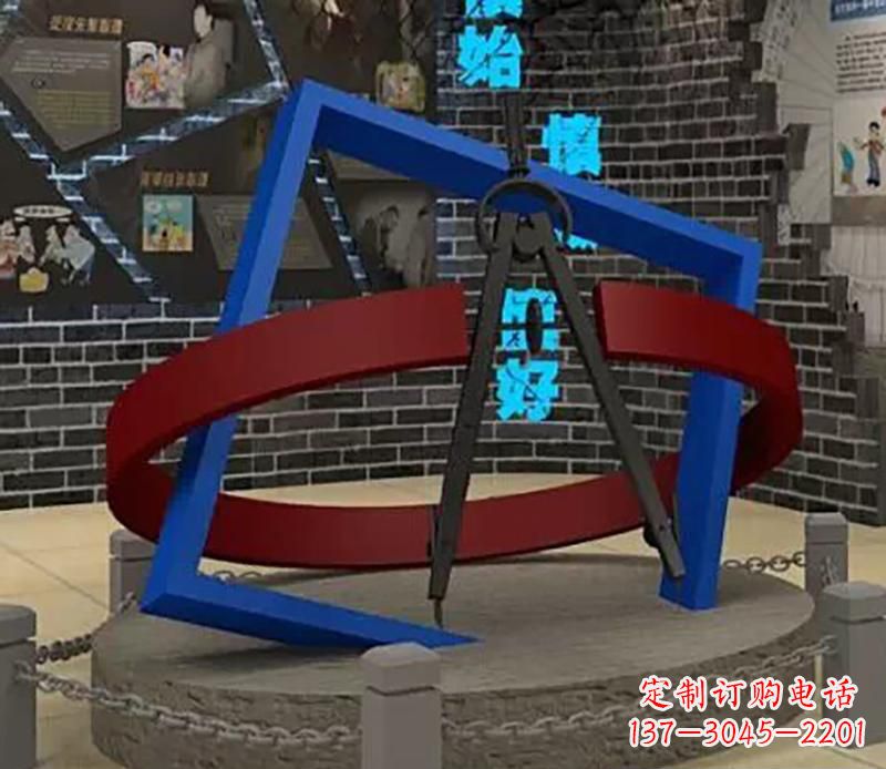 济南不锈钢圆规雕塑实现景观美化的艺术之作