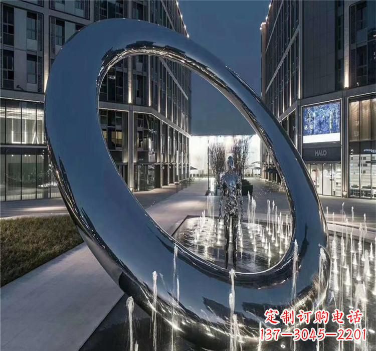 济南不锈钢圆环景观雕塑2