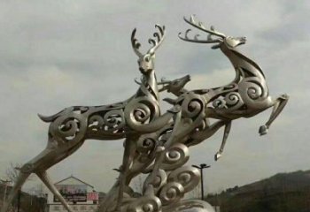 济南梅花鹿雕塑——祥云梅花鹿广场的标志