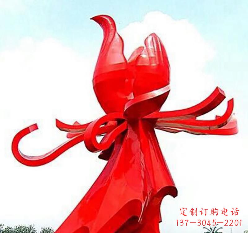 济南不锈钢玫瑰雕塑,传递爱与和平