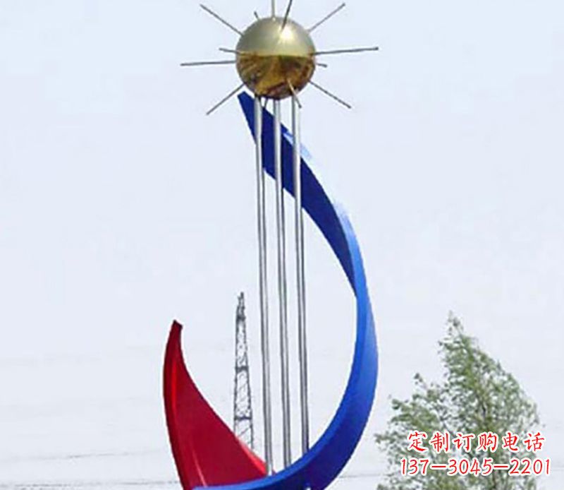 济南流动的美——不锈钢飘带雕塑