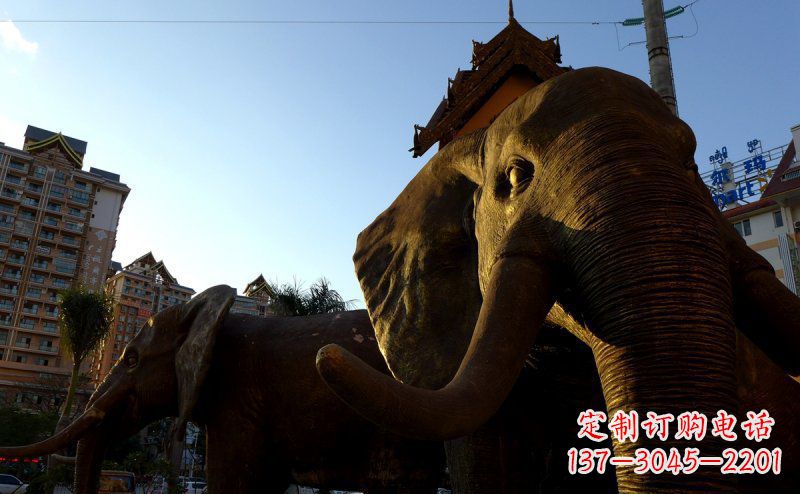 济南步行街大象景观铜雕