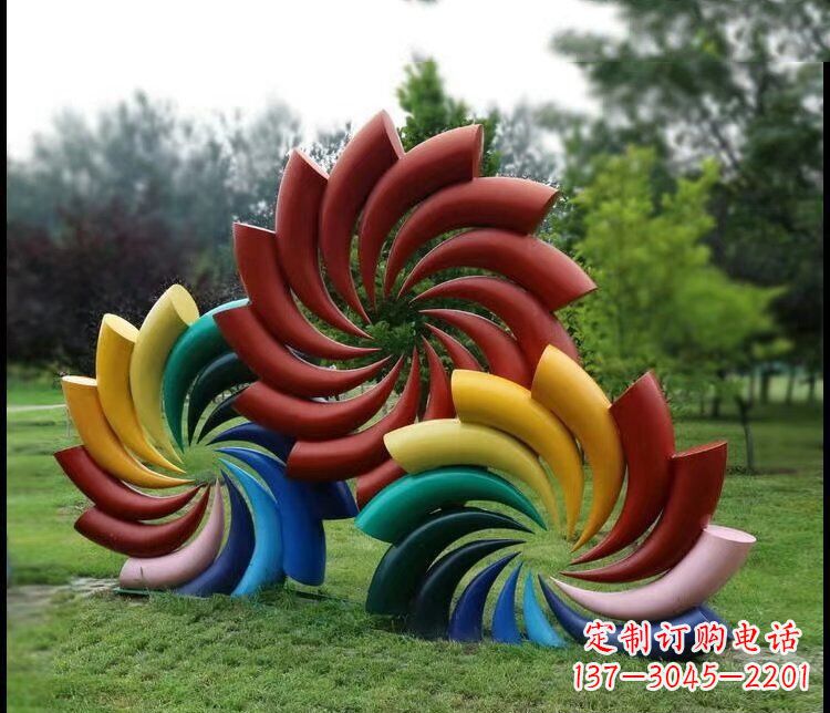 济南彩色不锈钢风车雕塑