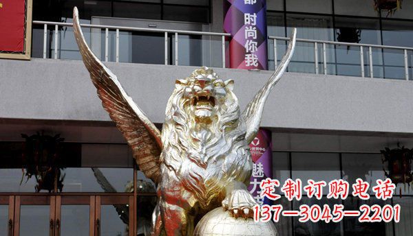 济南踩球飞狮西洋狮子铜雕