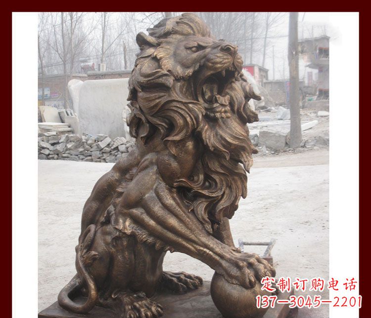 济南传统工艺——踩球欧式狮子铜雕