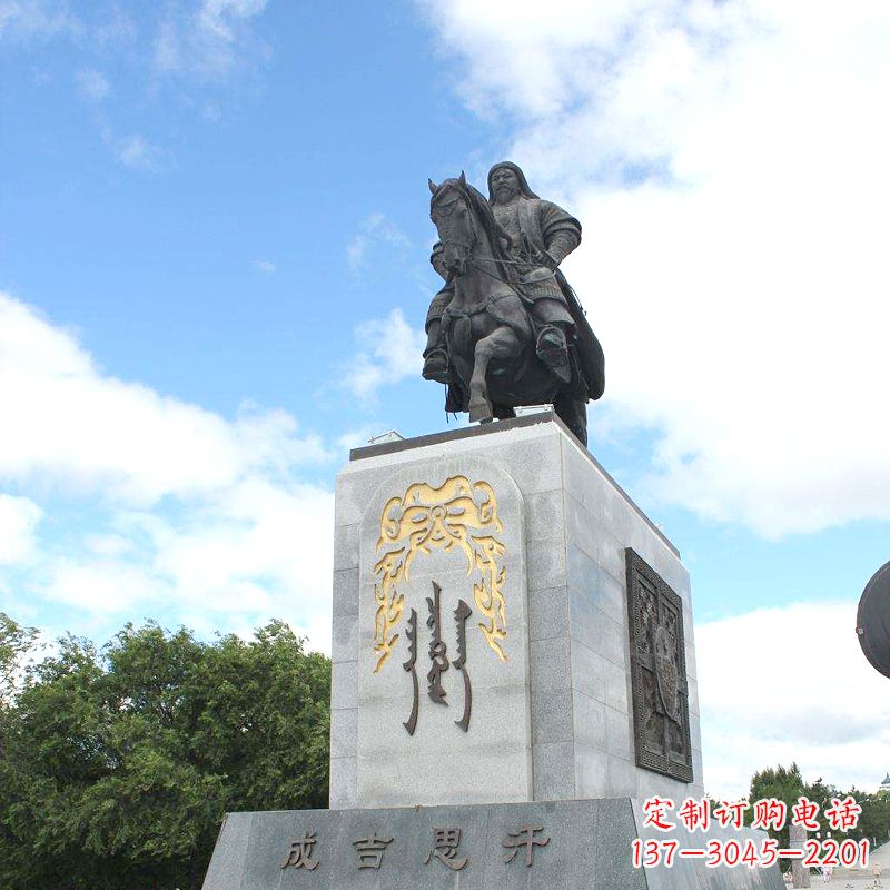 济南成吉思汗象征英雄的铜雕塑