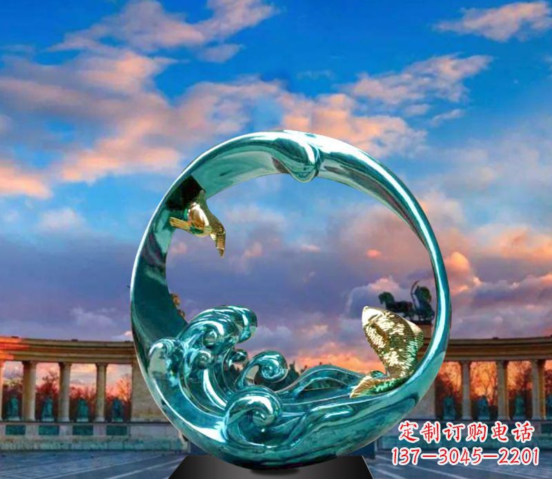 济南城市之环不锈钢彩银雕塑